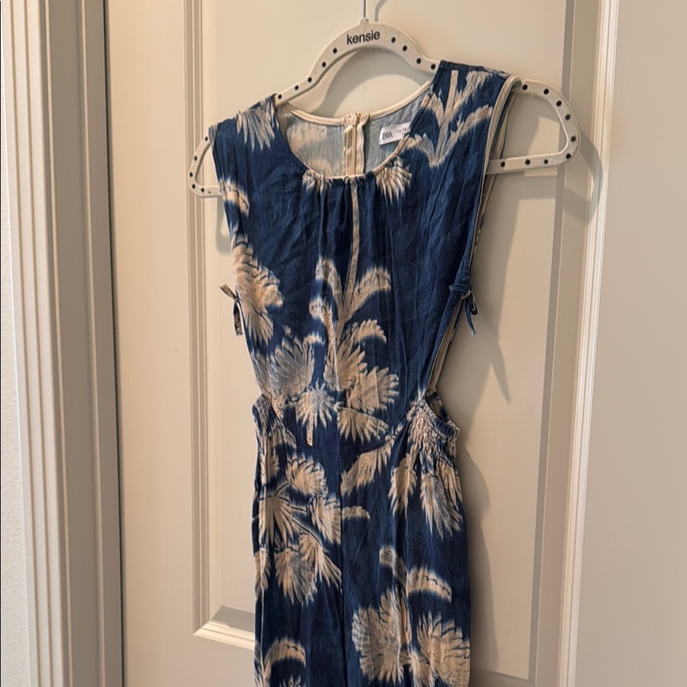 Girls Kensie Navy and Beige Floral Romper